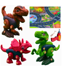 Mu Bear & Co Assemble/ Takeapart Dinosaurs with Electric Drill and Playmat (Includes: Triceratops, Velociraptor and Tyrannosaurus)